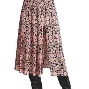 Reiss Black/Pink Midi Floral Skirt - Size 2